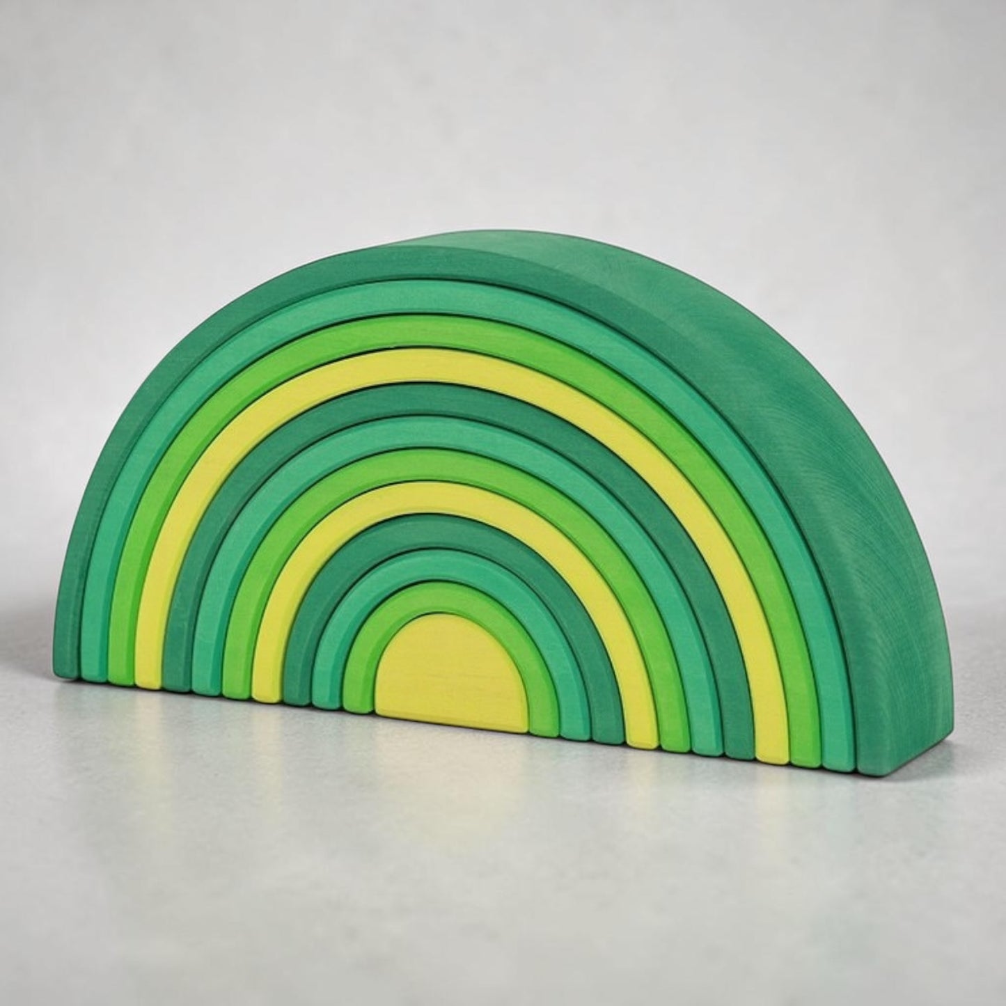12-piece stained large basswood rainbow stacking blocks | meadow green & forest green