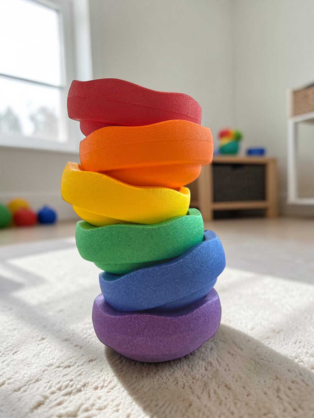 new small rainbow epp stepping stones – set of 6 lightweight balance stones