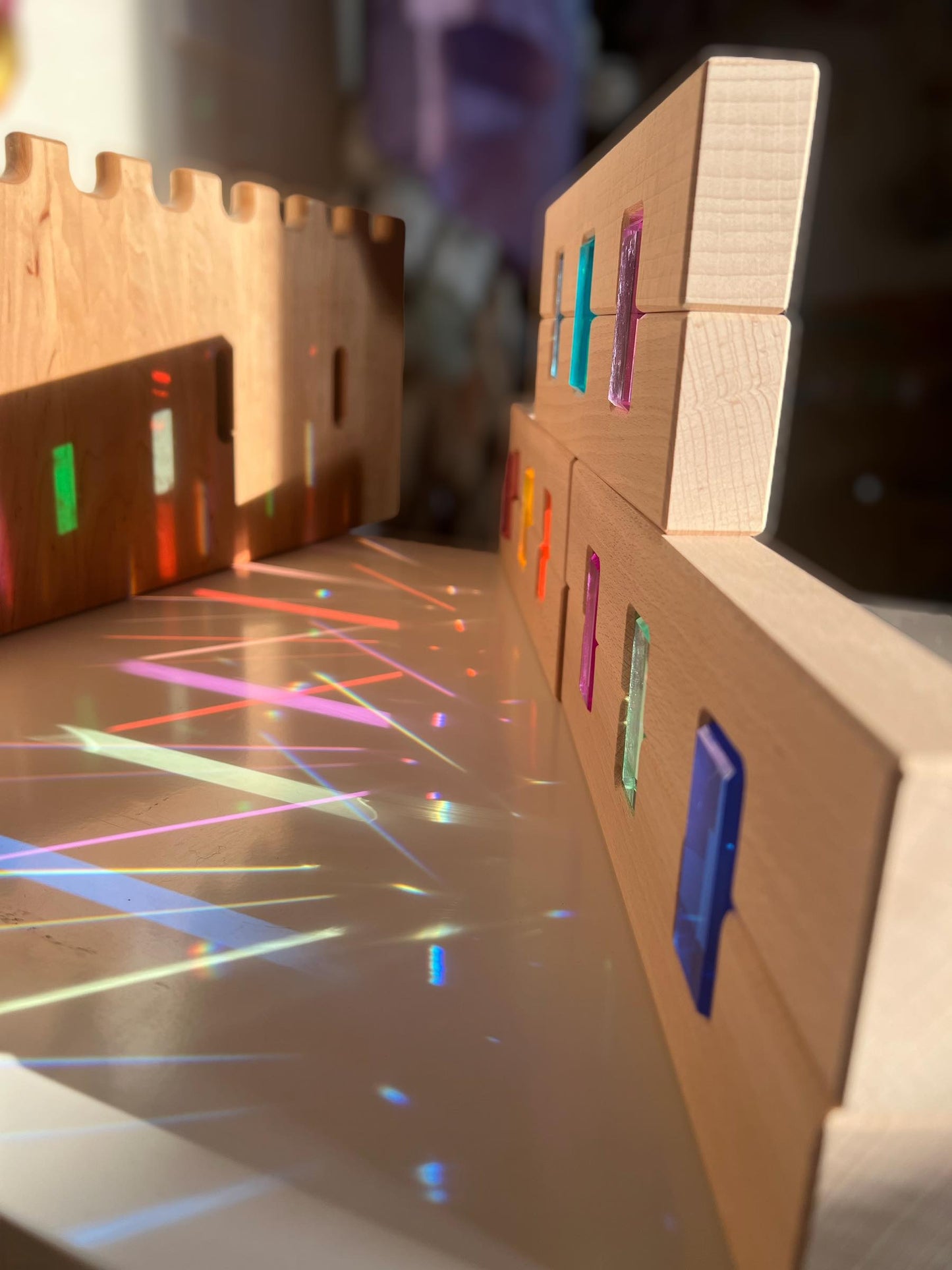 50 pcs rainbow crystal clear translucent rectangular lucite building blocks set with storage tray