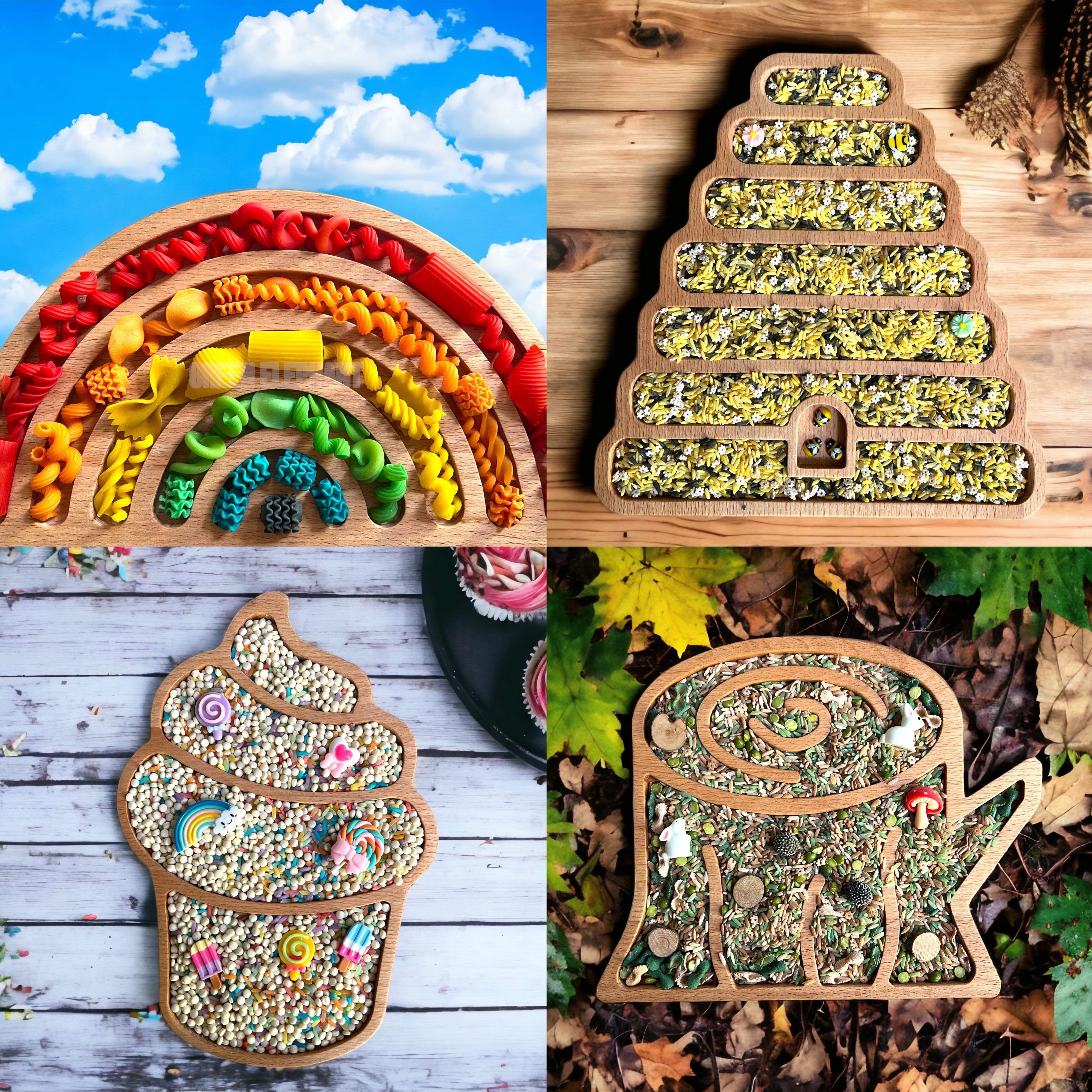 **Pre-order (Ships in 3-4 Weeks)**Wooden Sensory Sorting Trays