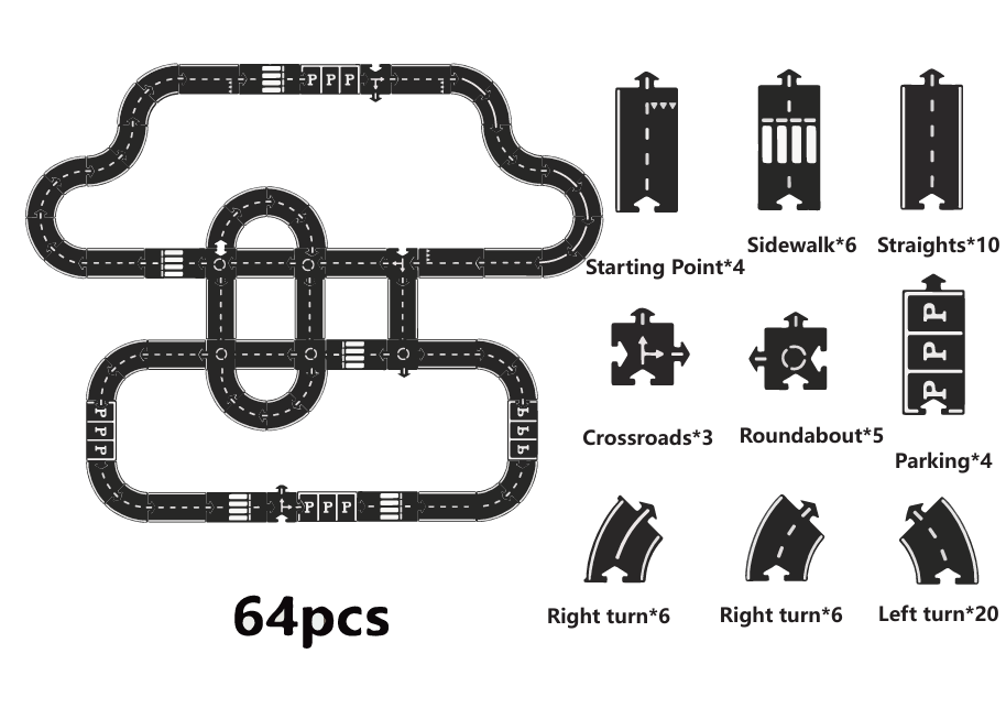 rubber roads play set