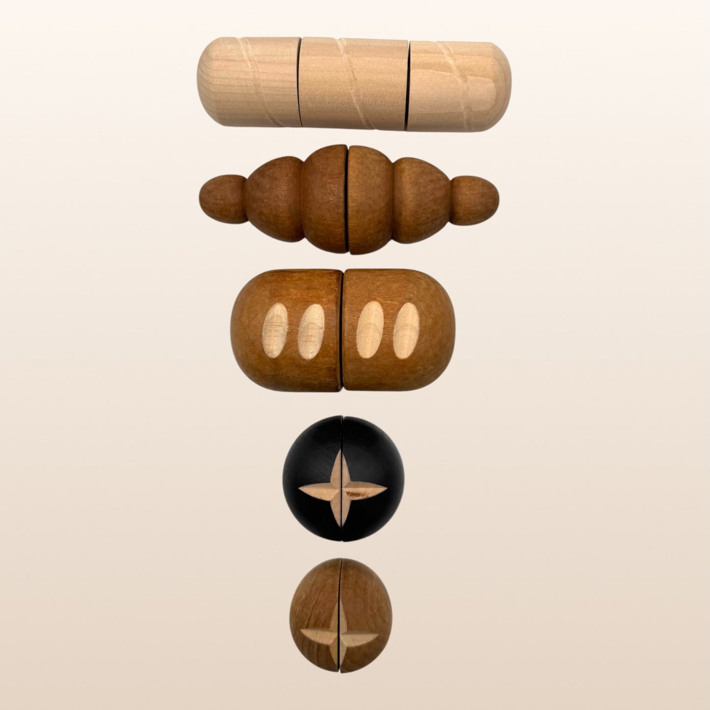 5-piece wooden bread play food set | realistic bakery pretend play toy