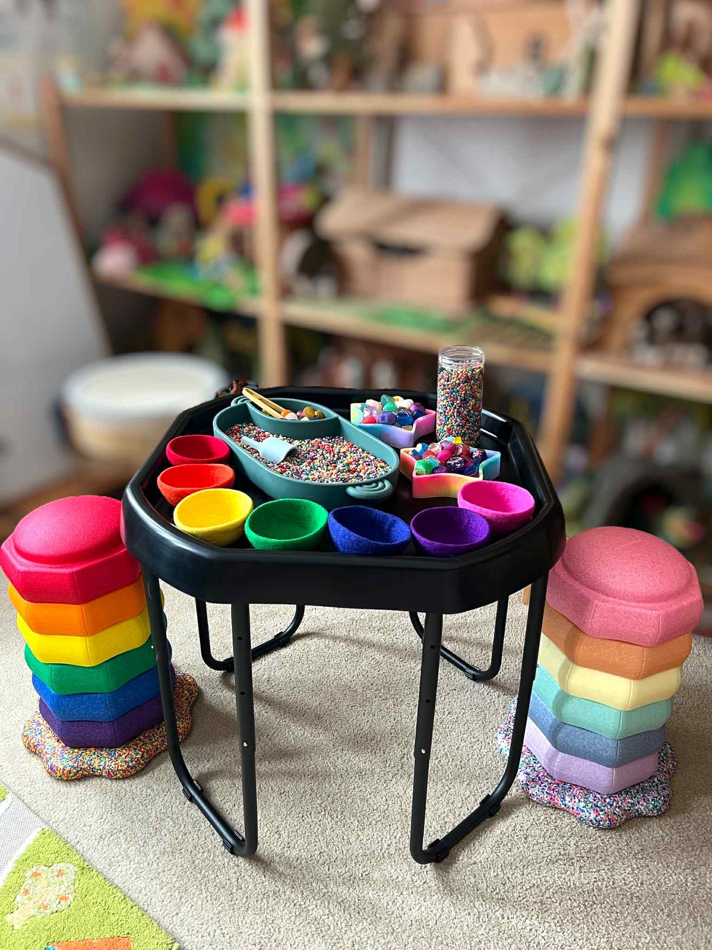 adjustable height sensory play table – 28” octagon tray table for kids
