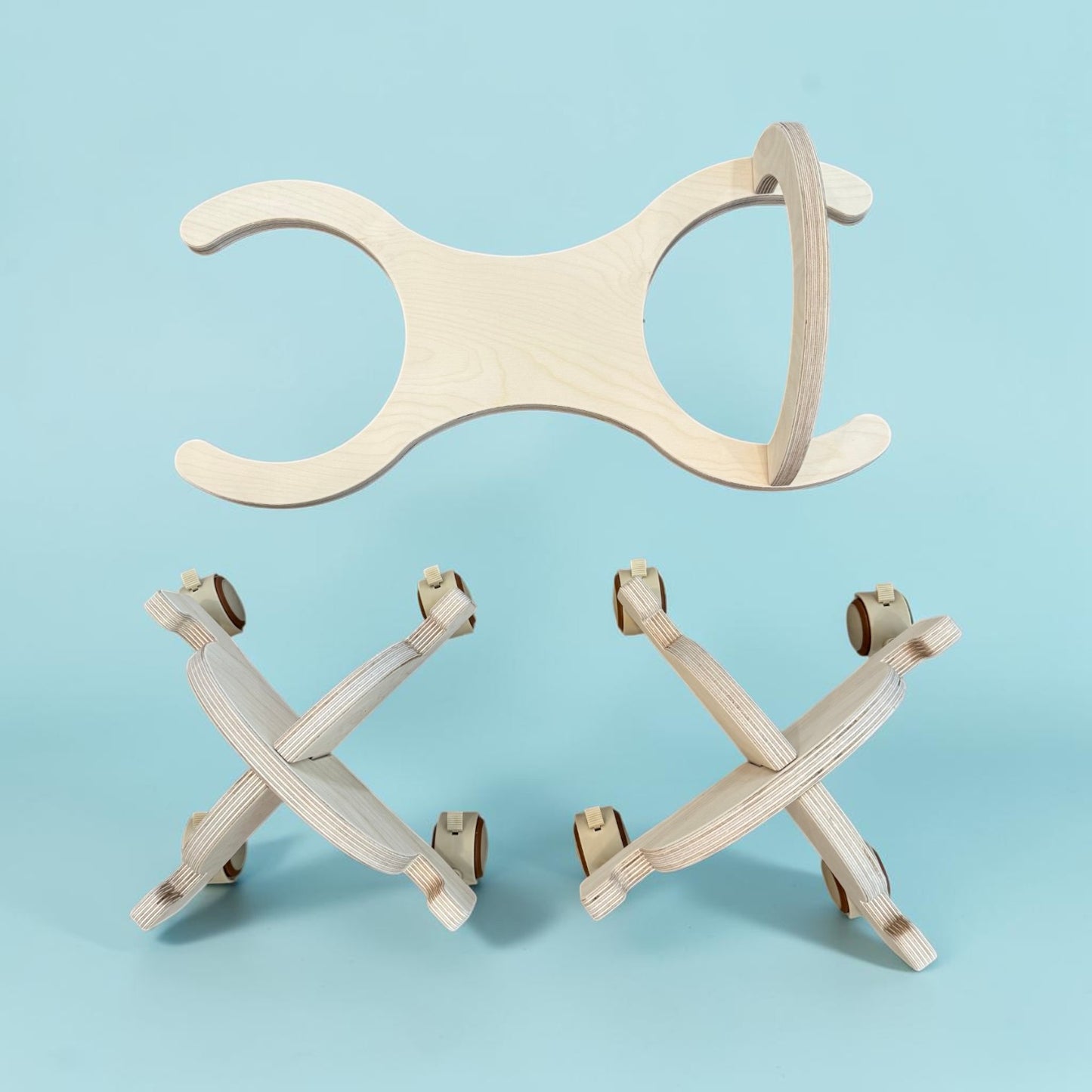 wooden roller car connector set for stepping stones