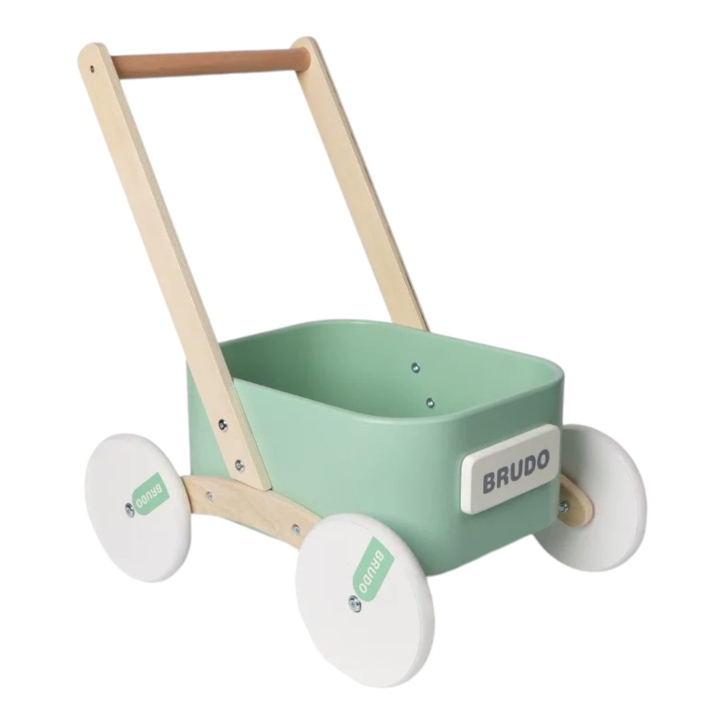2-in-1 wooden toddler learning walker with toy storage bin