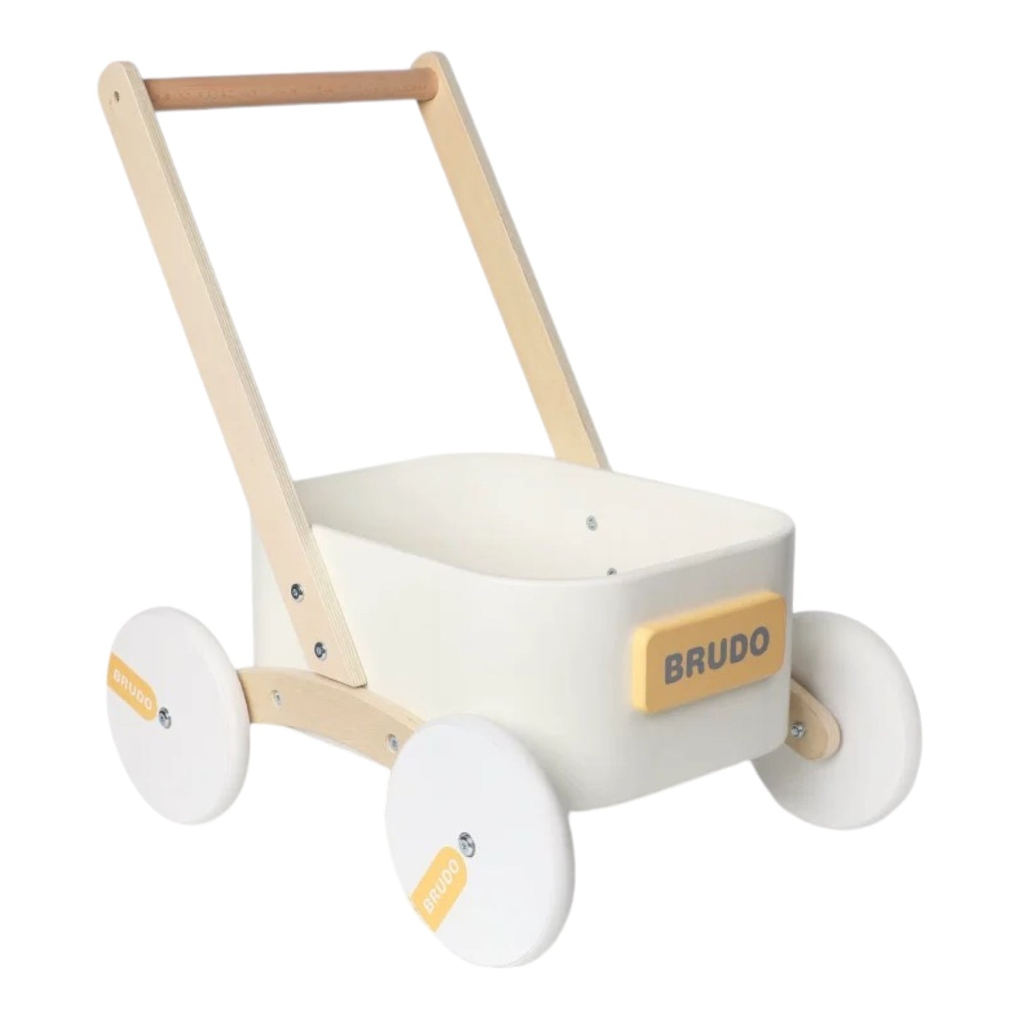2-in-1 wooden toddler learning walker with toy storage bin