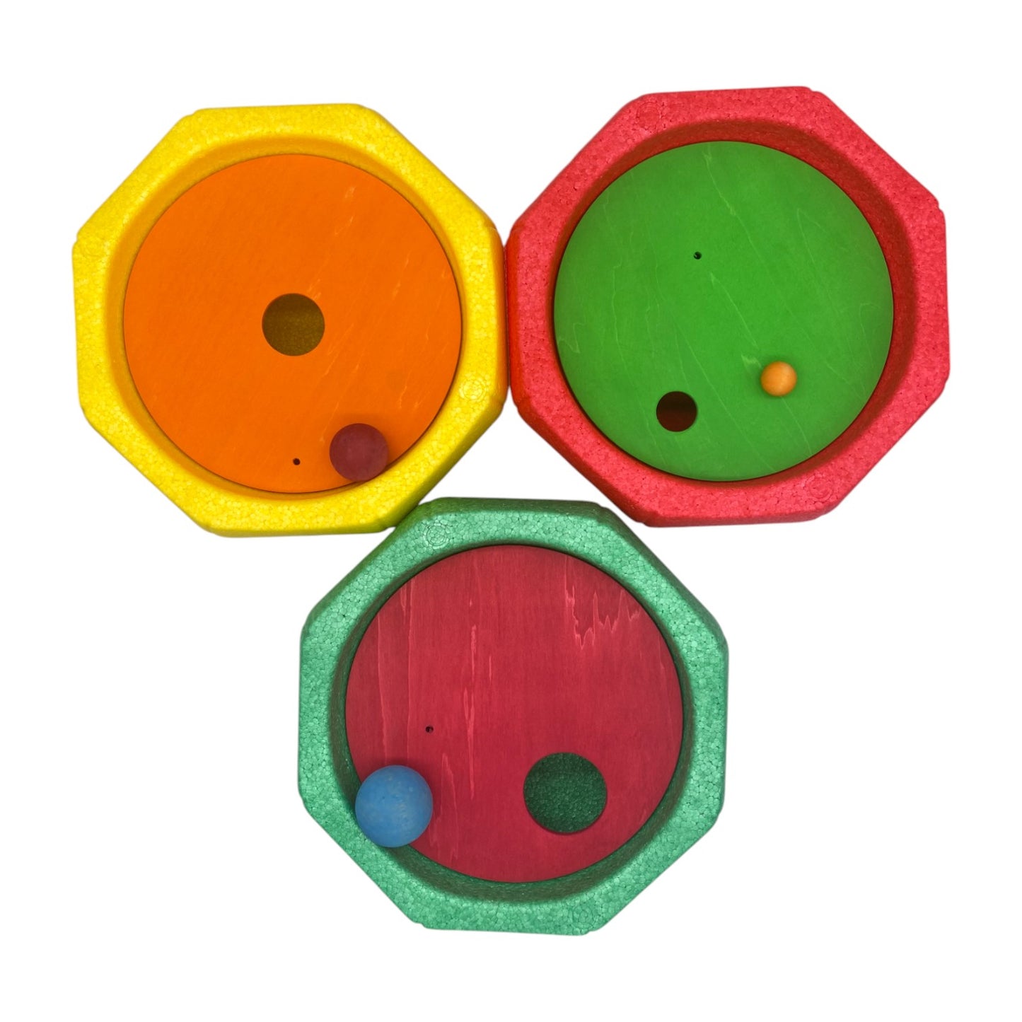 6-piece rolling discs set for stepping stones – includes 6 wooden balls in varying sizes