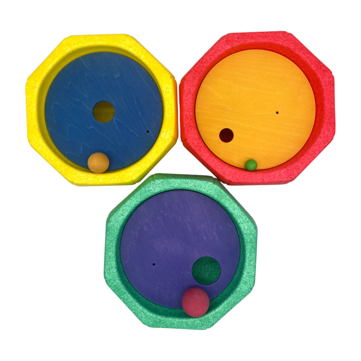 6-piece rolling discs set for stepping stones – includes 6 wooden balls in varying sizes