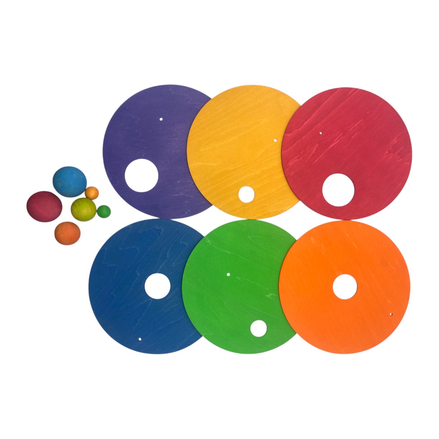 6-piece rolling discs set for stepping stones – includes 6 wooden balls in varying sizes
