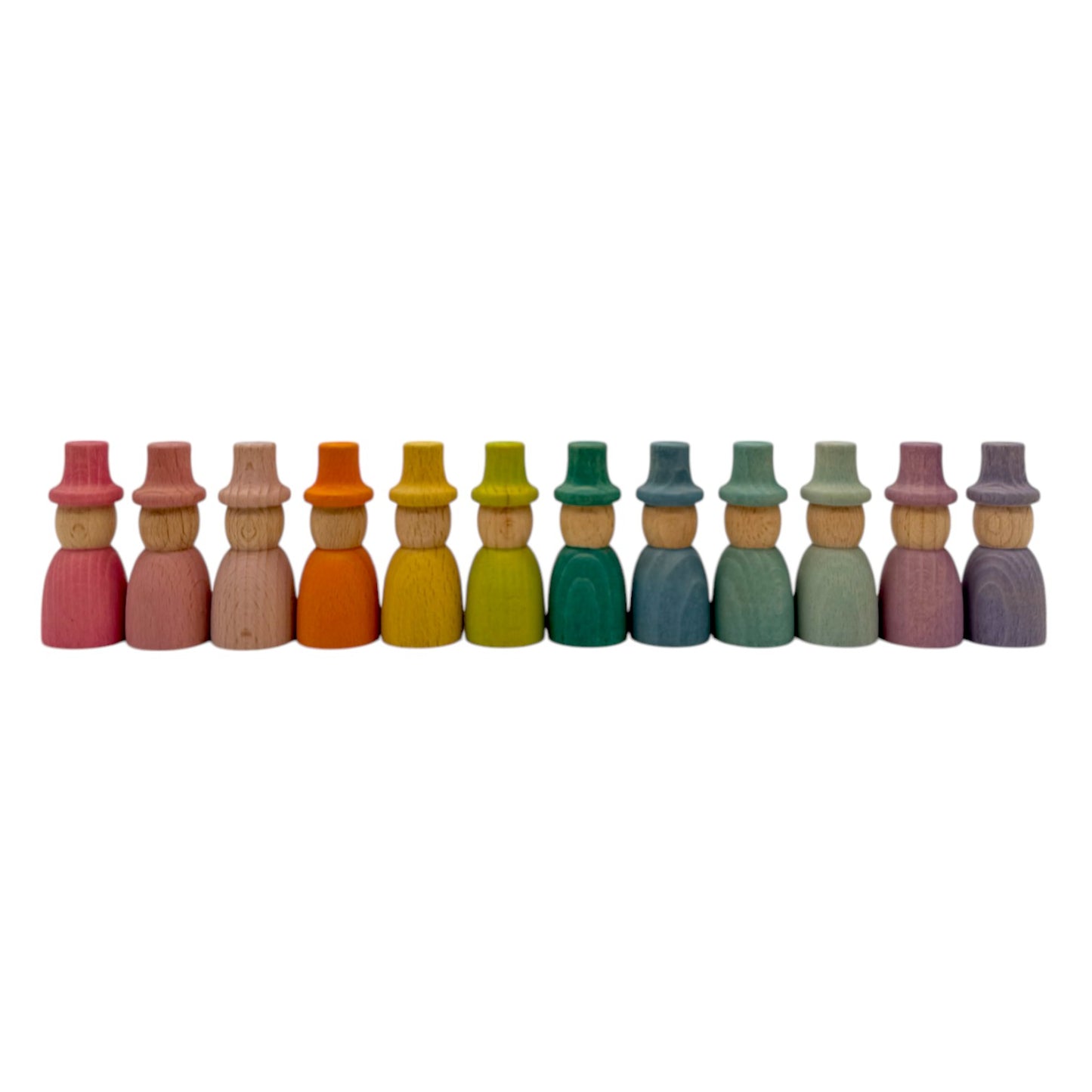 rainbow & pastel wooden peg dolls collection – 5 styles