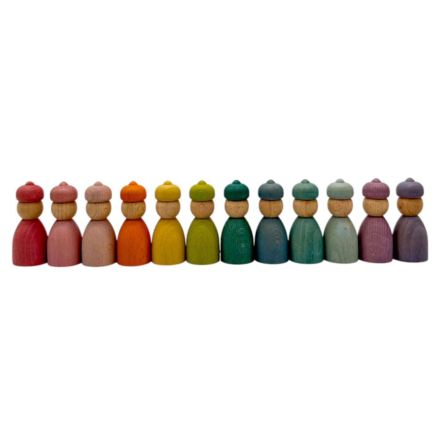 rainbow & pastel wooden peg dolls collection – 5 styles