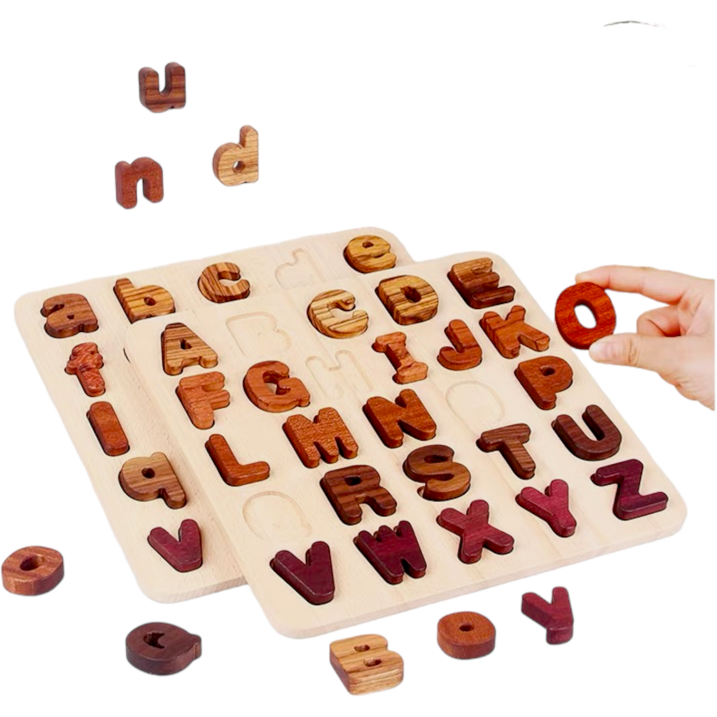 natural wooden alphabet letters and numbers puzzle