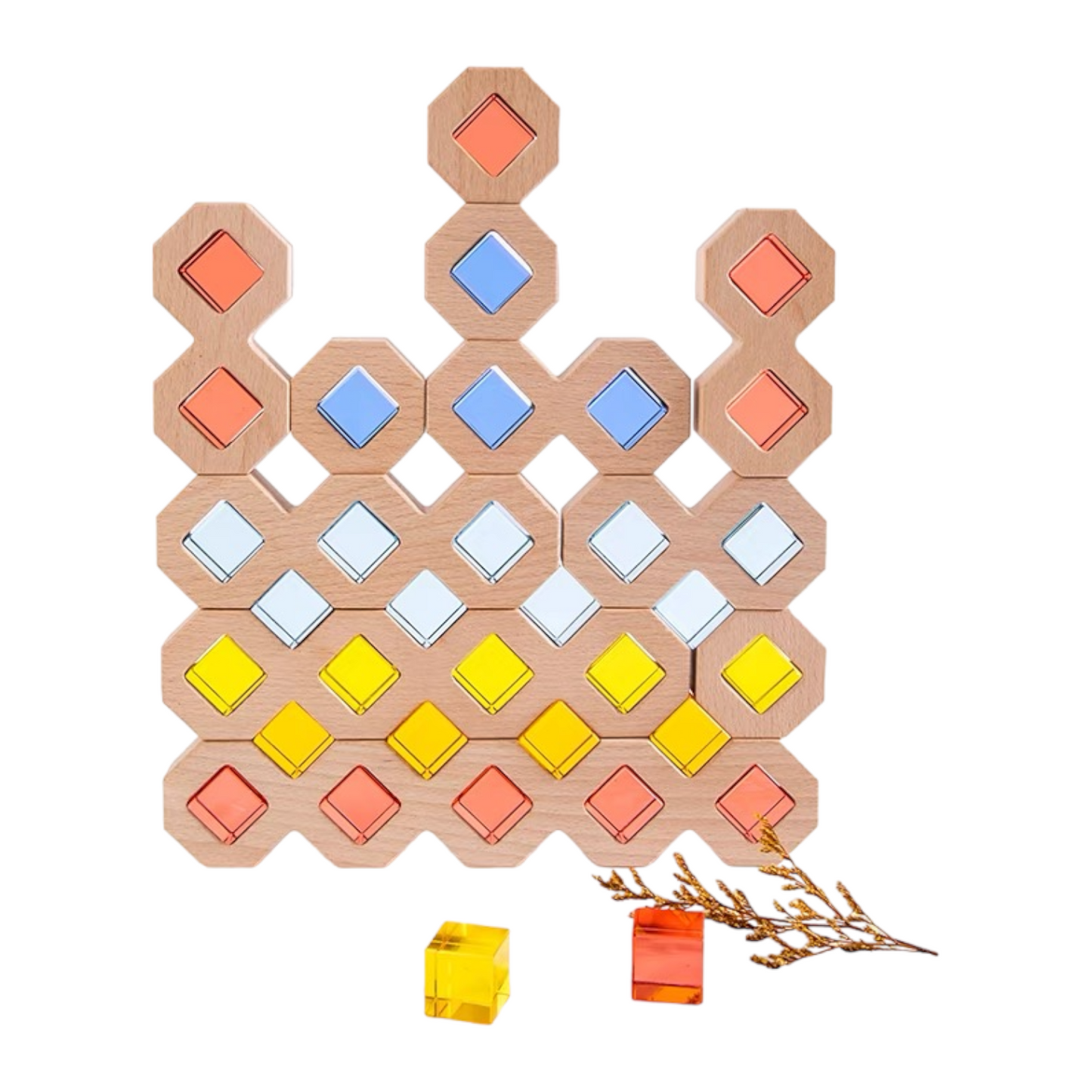 **pre-order (ships in 2-3 weeks)**12-piece wooden window building blocks set with storage tray | lucite-compatible