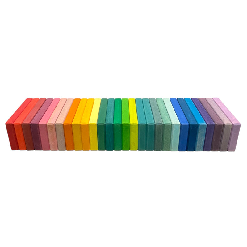 28 Pcs STAINED Wooden Rainbow Building Slats