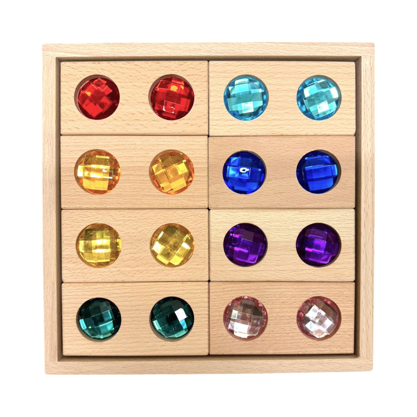 8 pcs rectangular gemmed blocks with storage tray