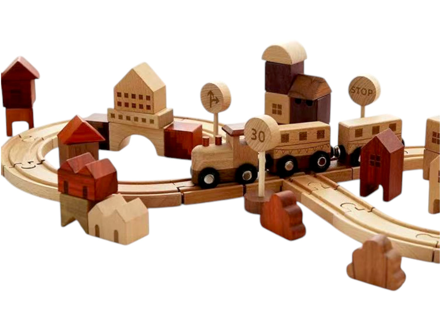 56 pcs town exploration train set with track