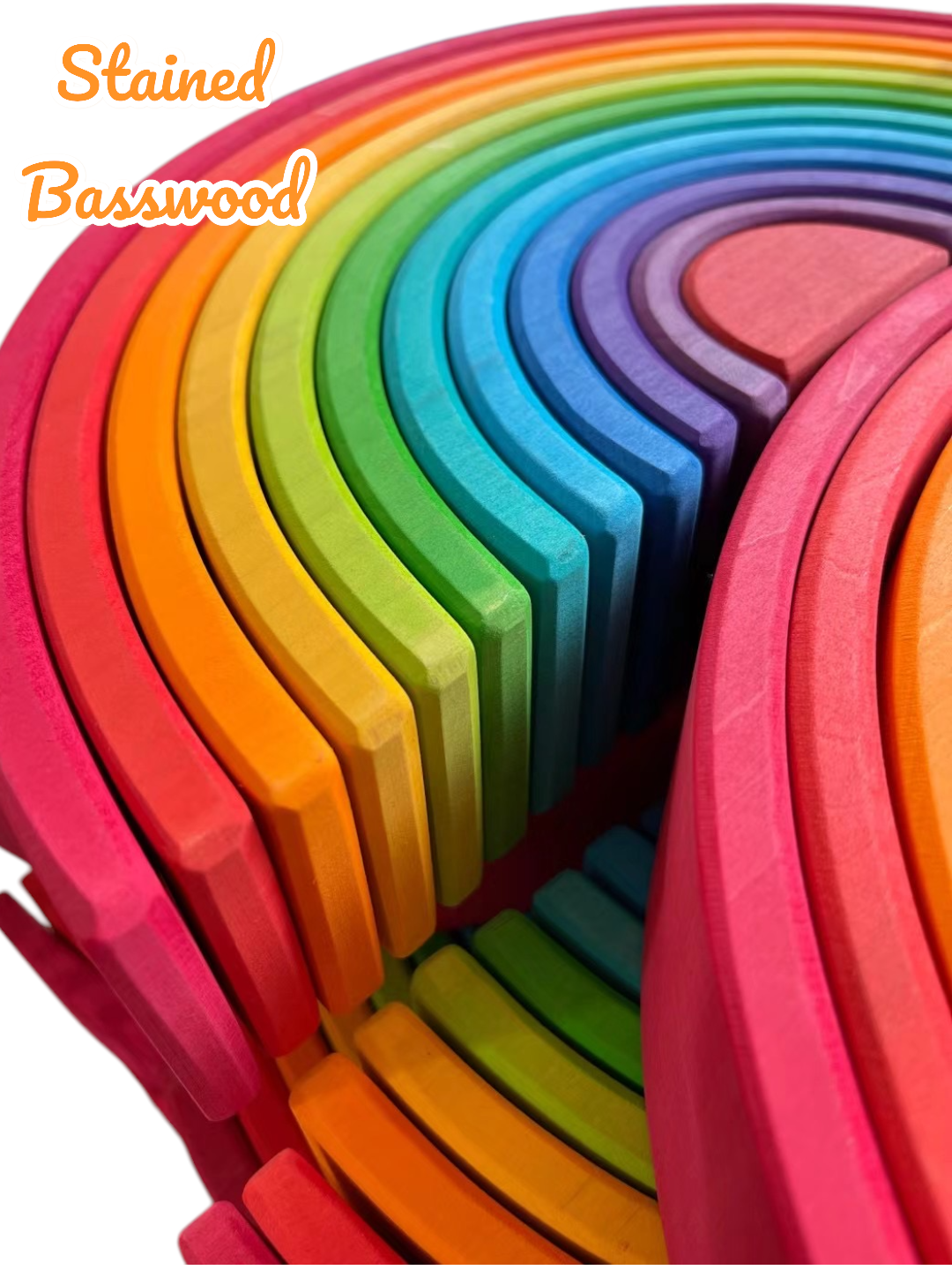 12 pcs large wooden rainbow stacking blocks in primary colors