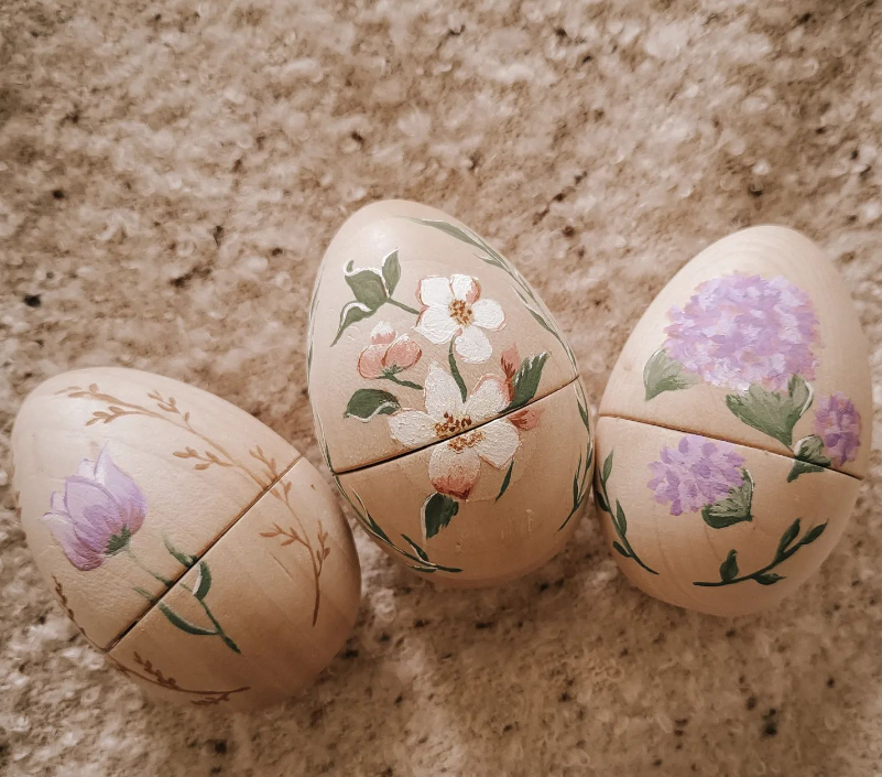 6 pcs magnetic natural wooden eggs