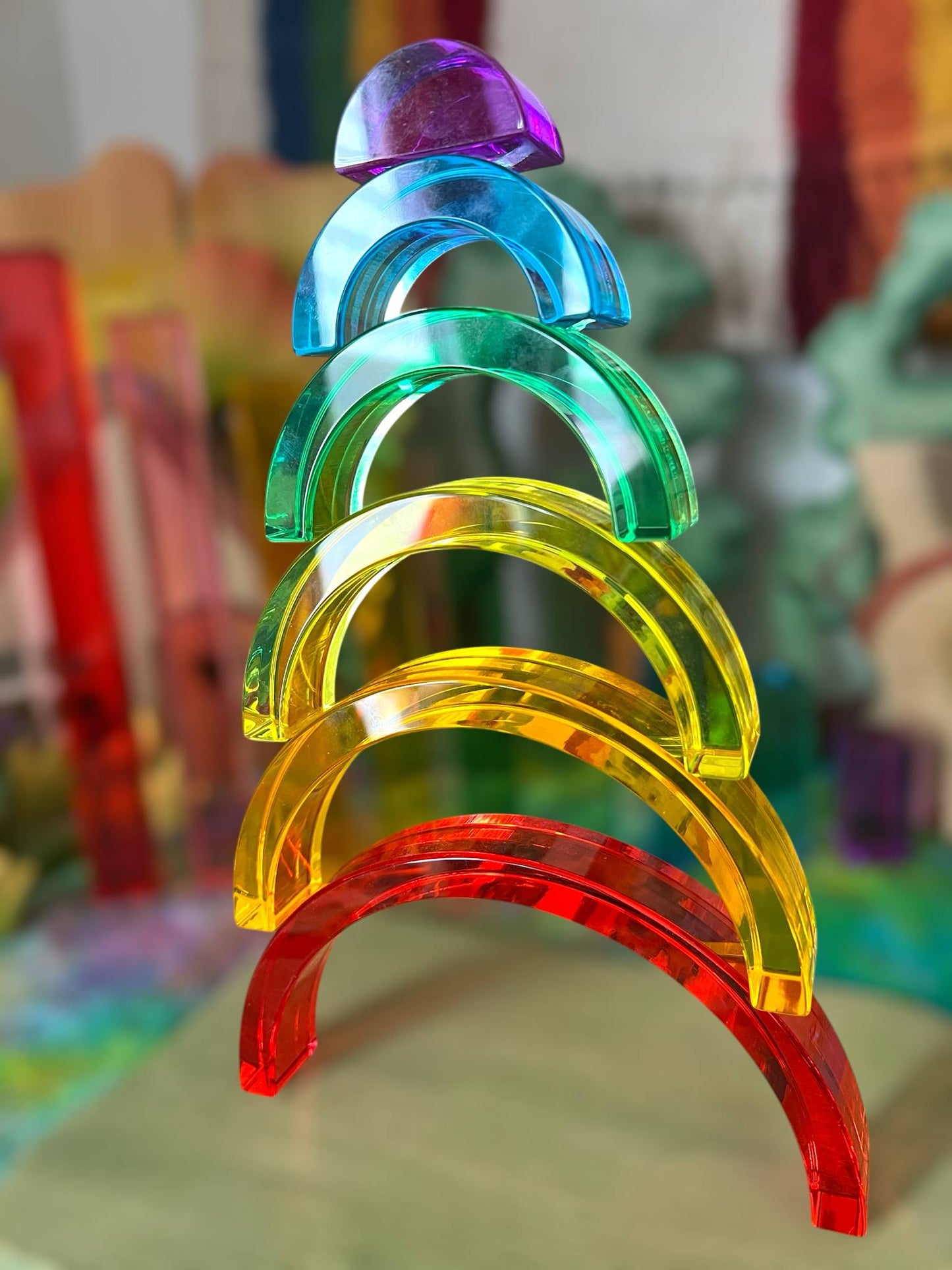 **pre-order (ships in 2-3 weeks)**6-piece small crystal clear rainbow lucite blocks – high transparency acrylic