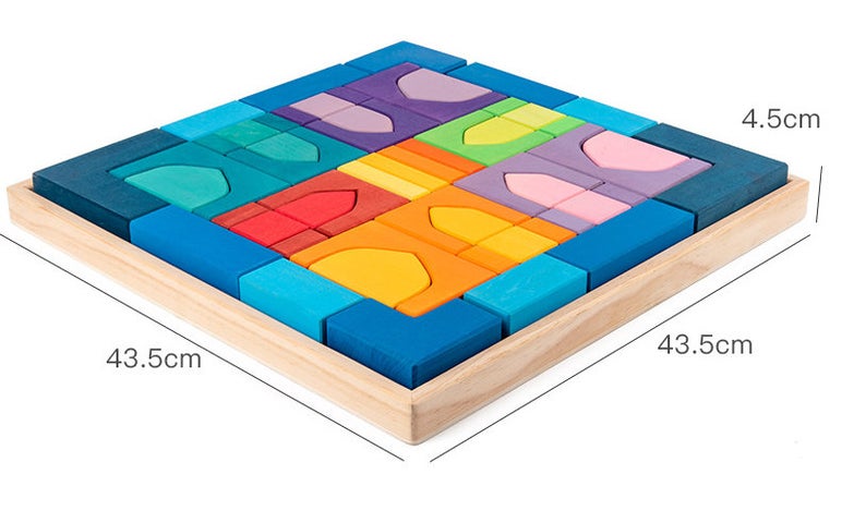 **pre-order (ships in 2-3 weeks)**54 pcs stained arabian 1001 nights inspired wooden building blocks set with tray