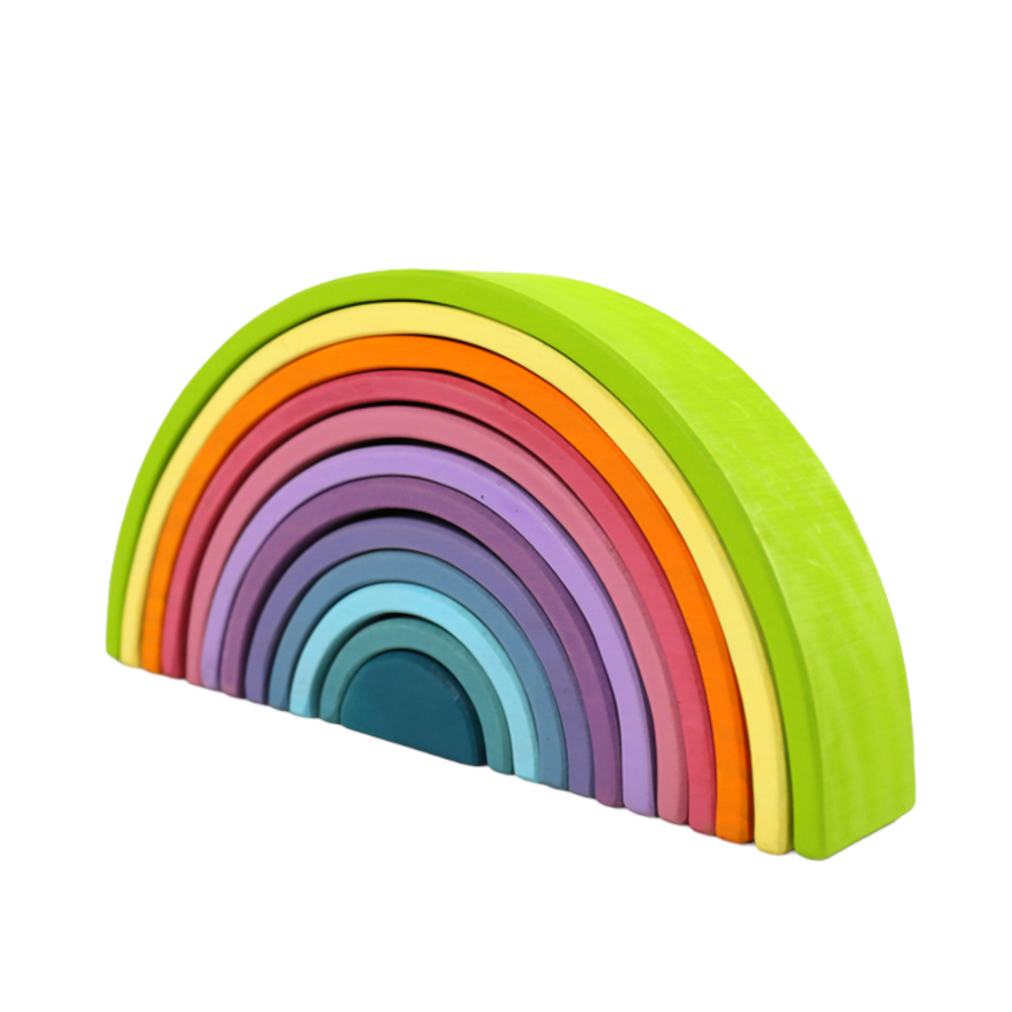 12 pcs large wooden rainbow stacking blocks in pastel/macaron colors