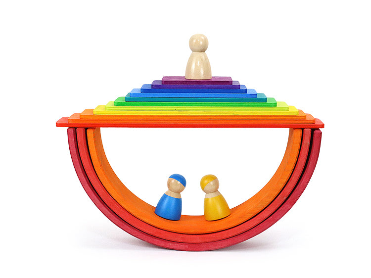 11 pcs wooden rainbow rectangular building boards in primary colors