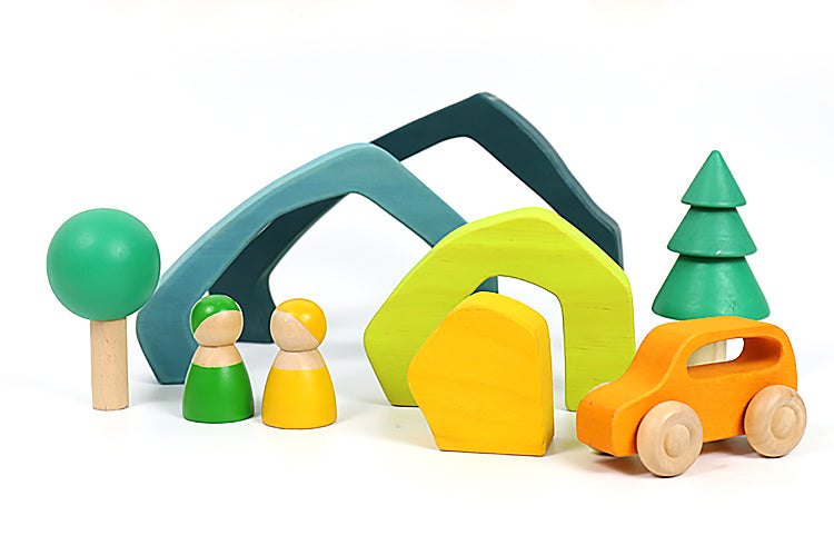 8 pcs wooden trees toy set