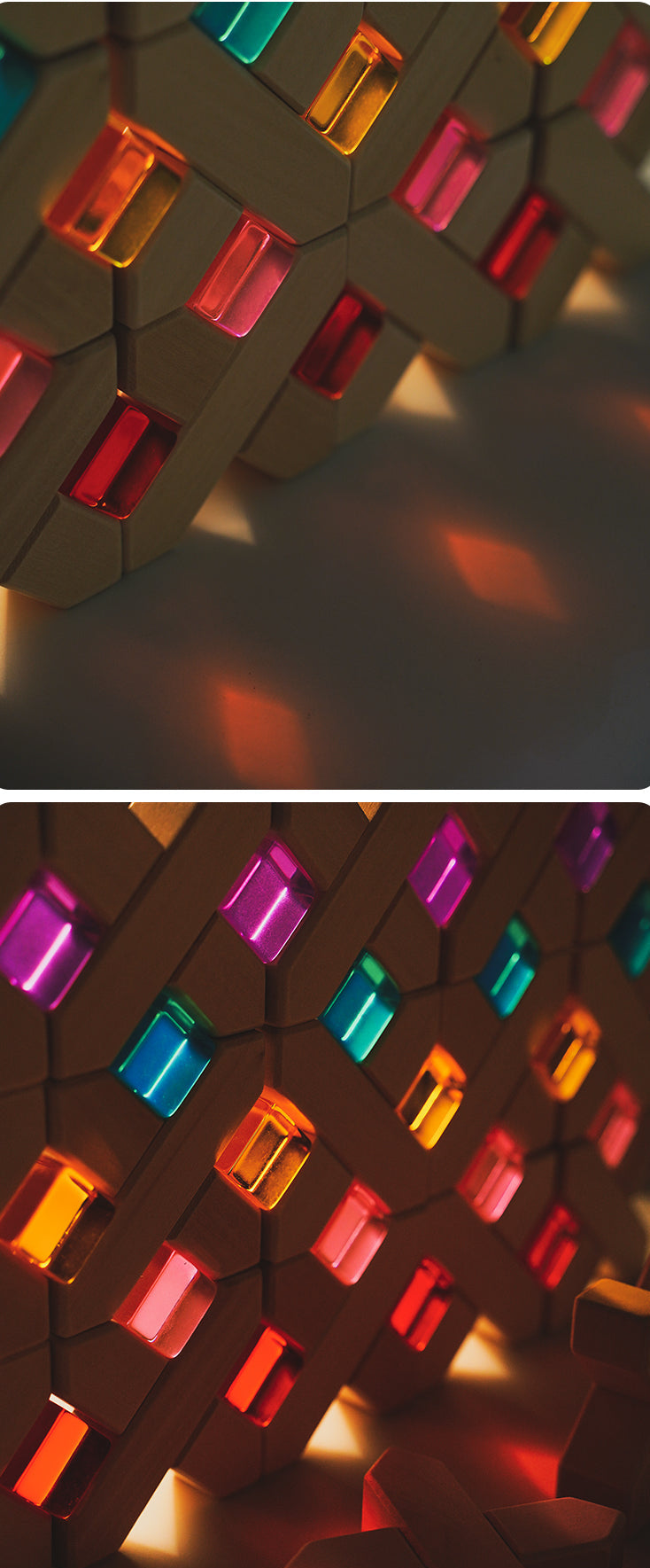 54 pcs combination set with x-shape and rectangular gemmed blocks and lucite cubes