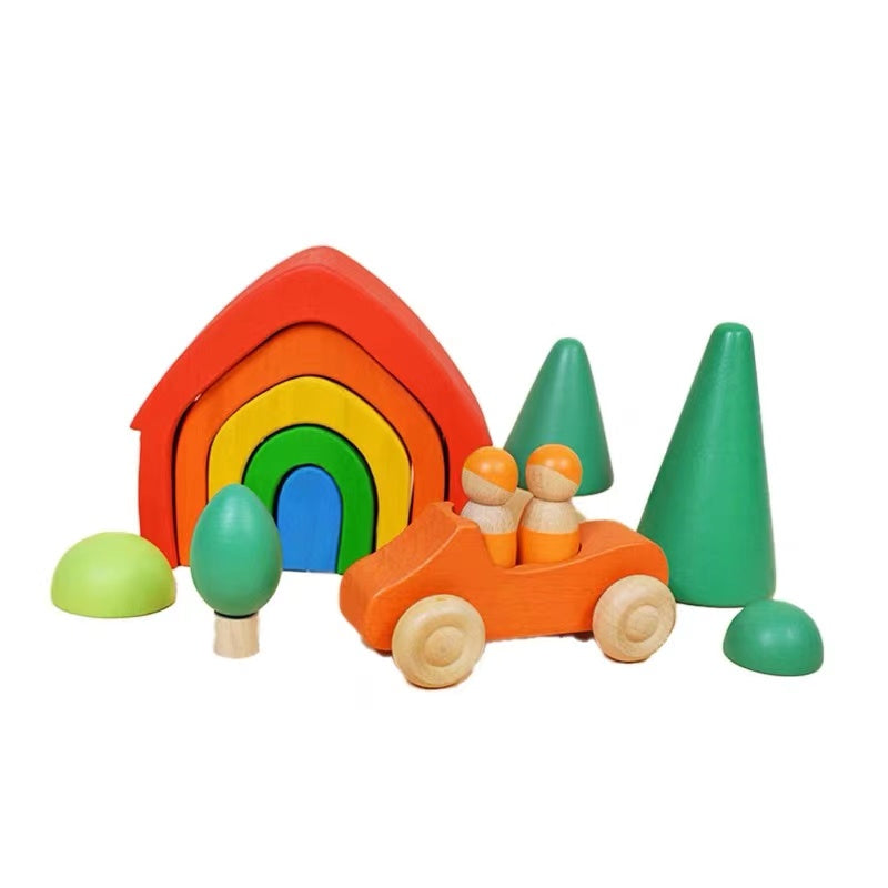 8 pcs wooden trees toy set