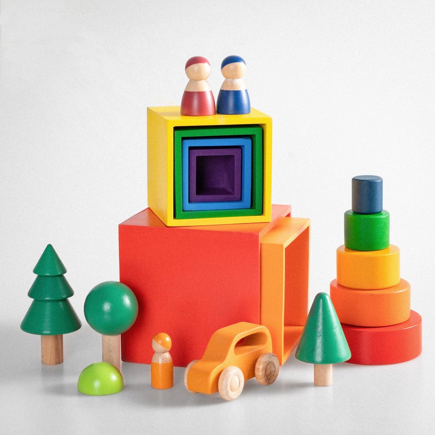 8 pcs wooden trees toy set