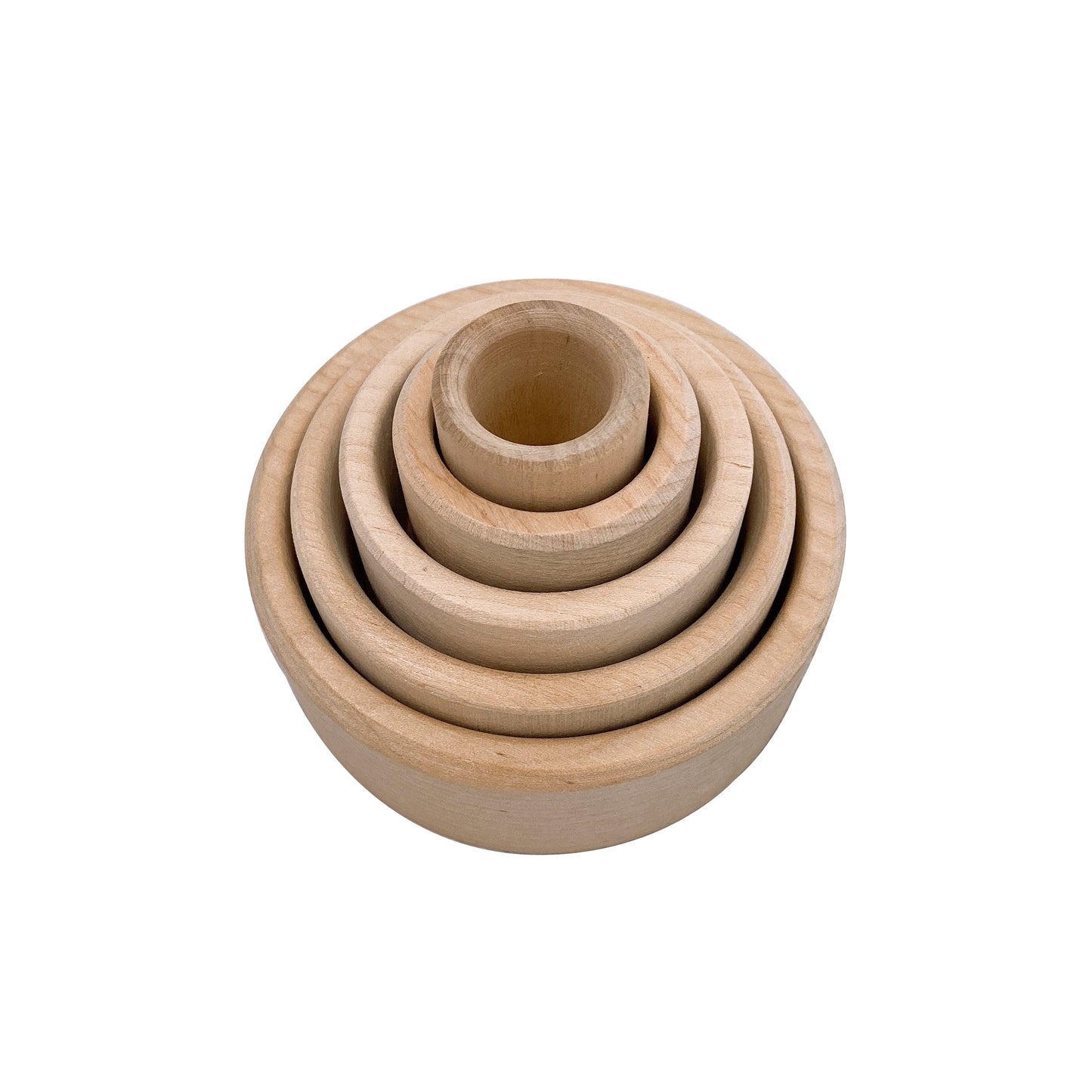 5 pcs natural wooden stacking nesting cup bowl set