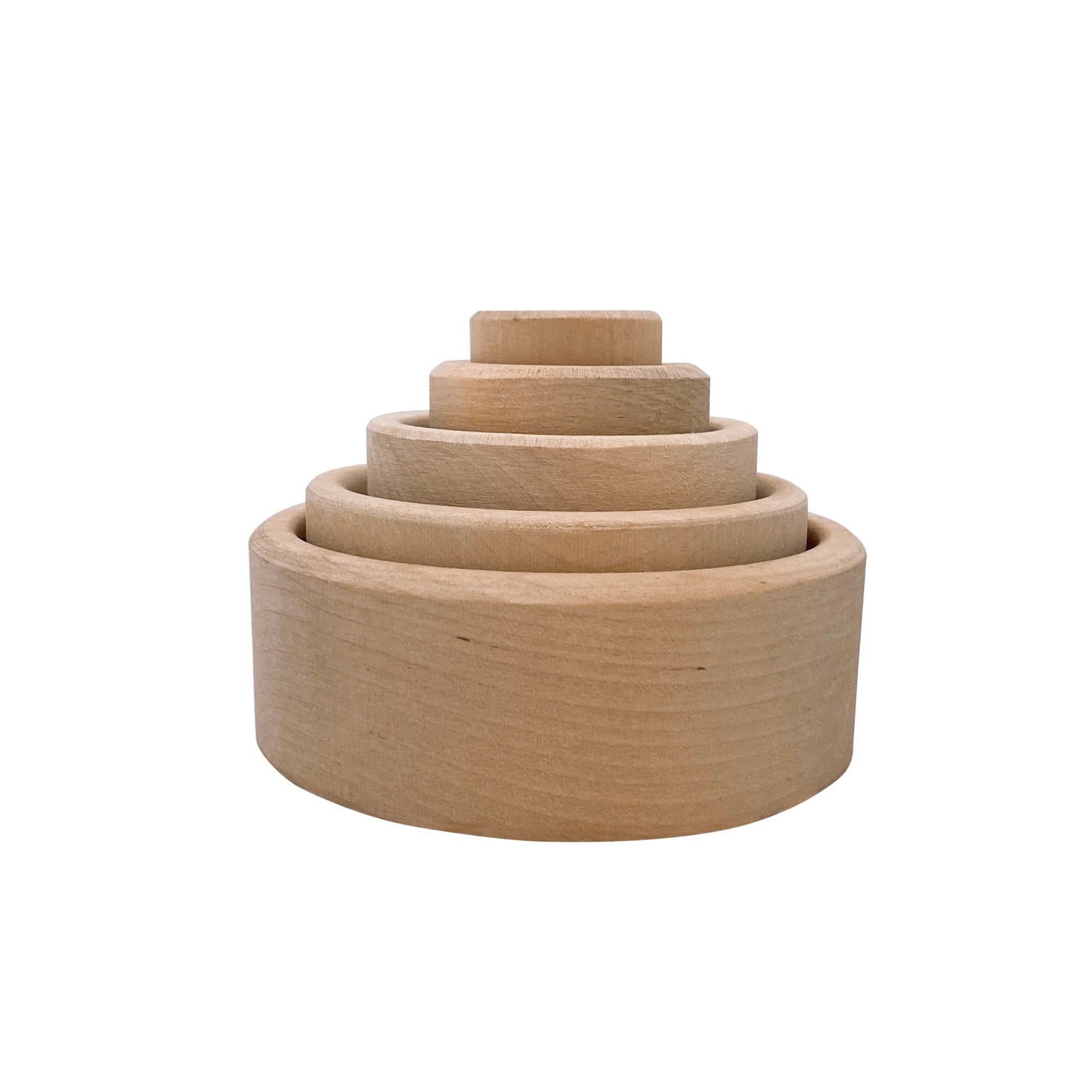 5 pcs natural wooden stacking nesting cup bowl set