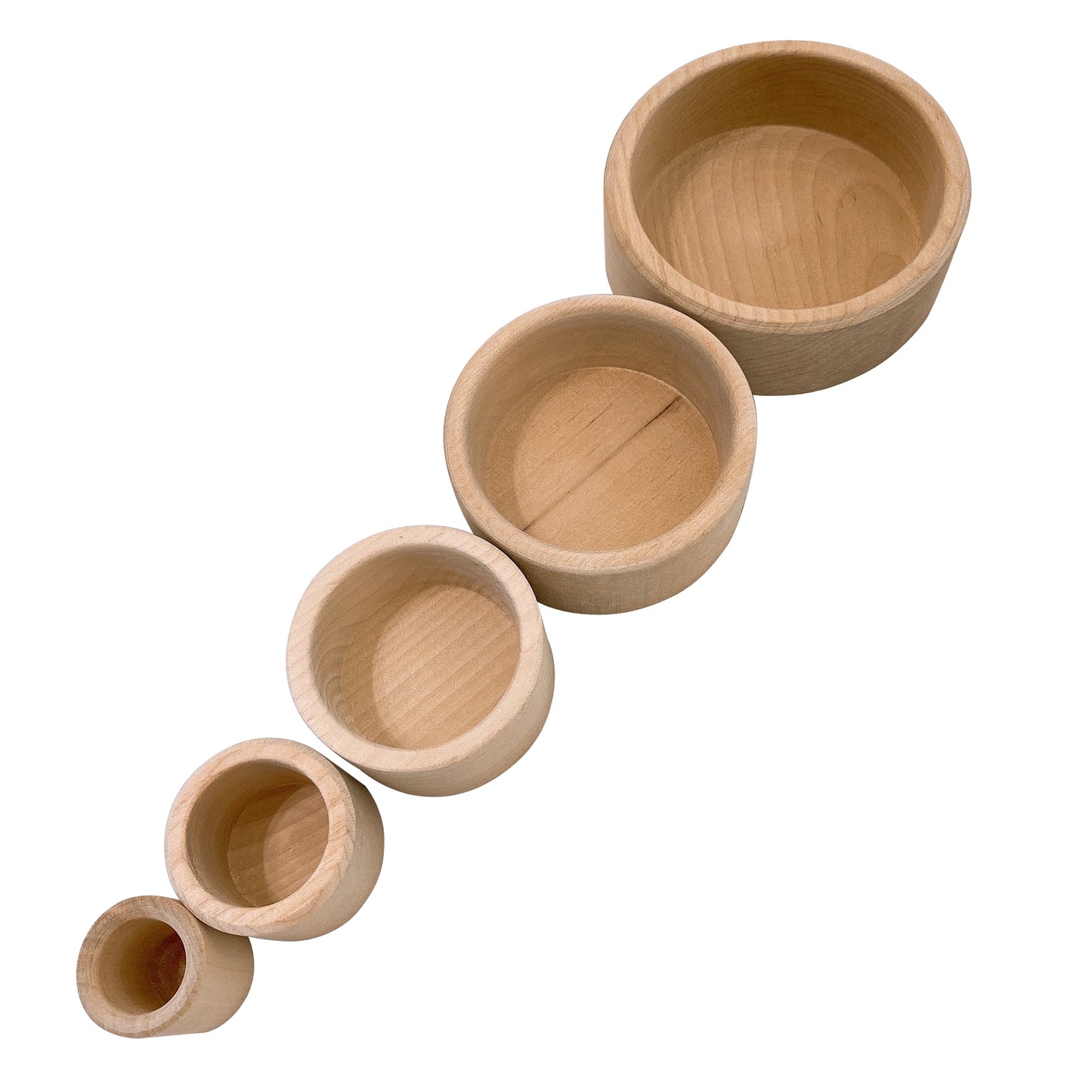 5 pcs natural wooden stacking nesting cup bowl set