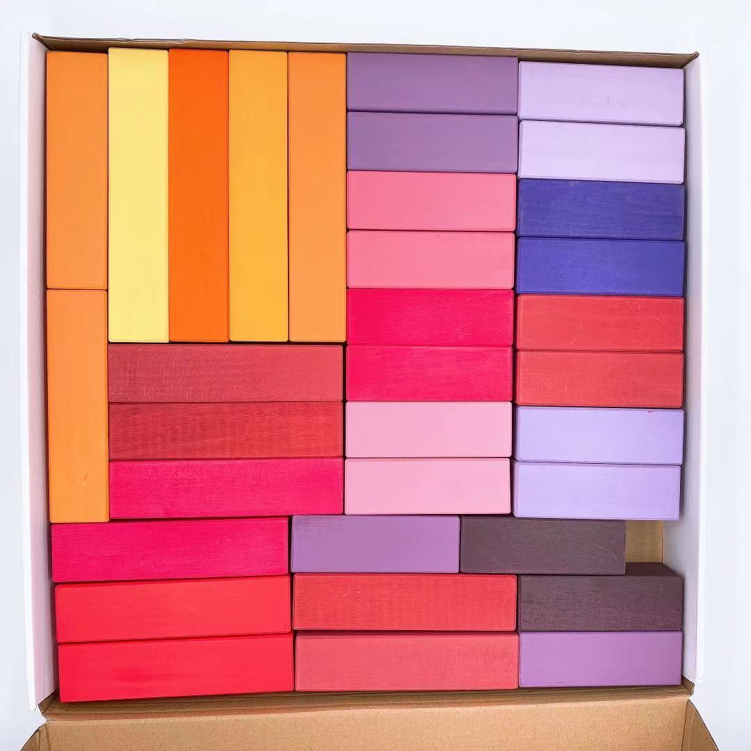 **pre-order (ships in 2-3 weeks)**100 pcs stained large stepped pyramid wooden stacking building blocks