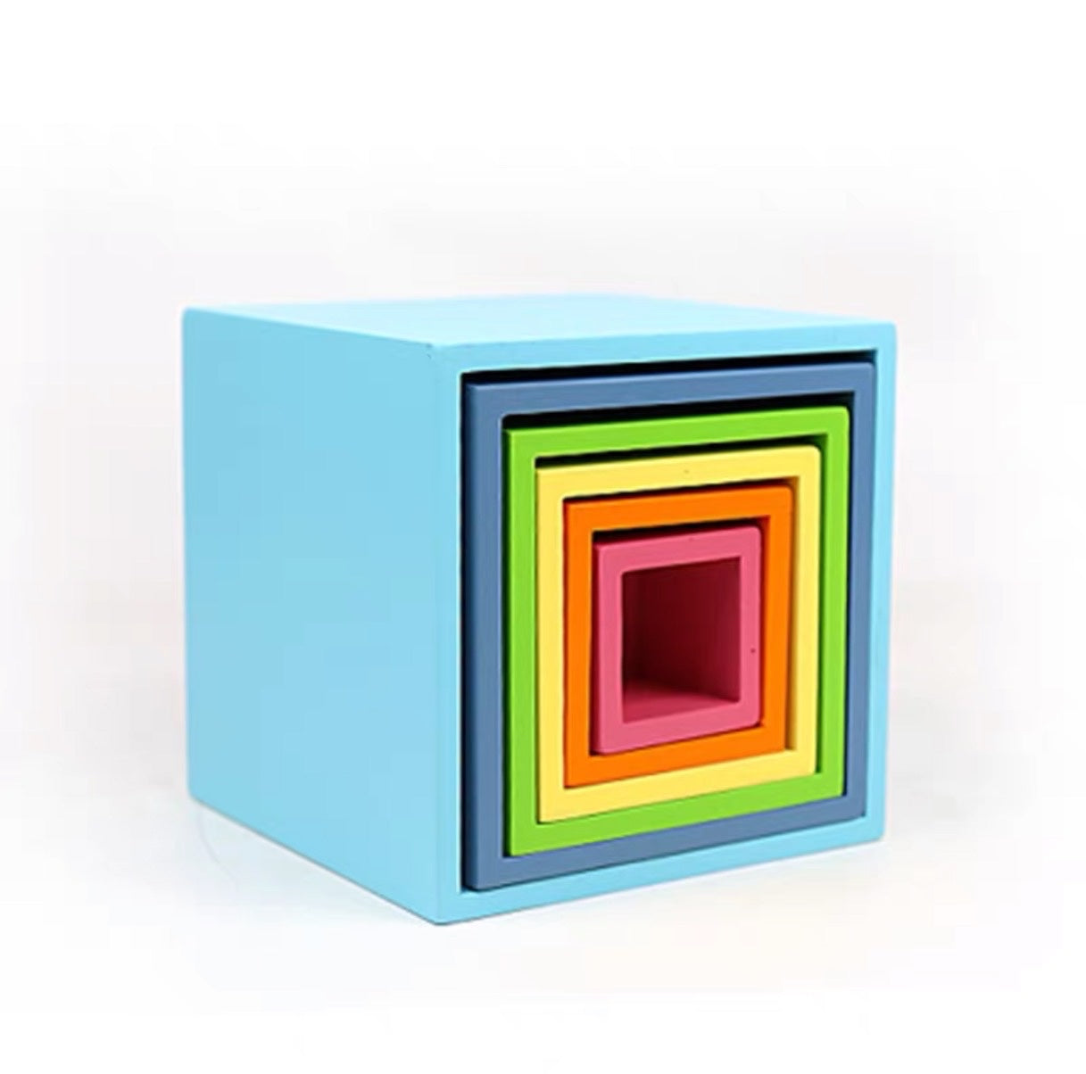 6 pcs colored wooden nesting box set in pastel/macaron color