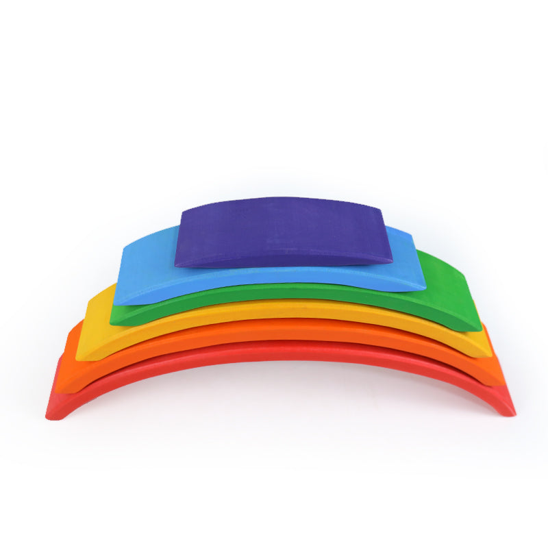 6 pcs wooden rainbow bridge stacking building blocks