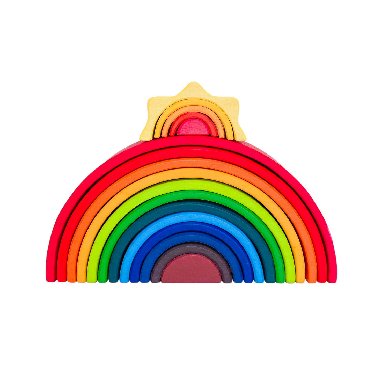 5 pcs stained mini size wooden sun rainbow stacker