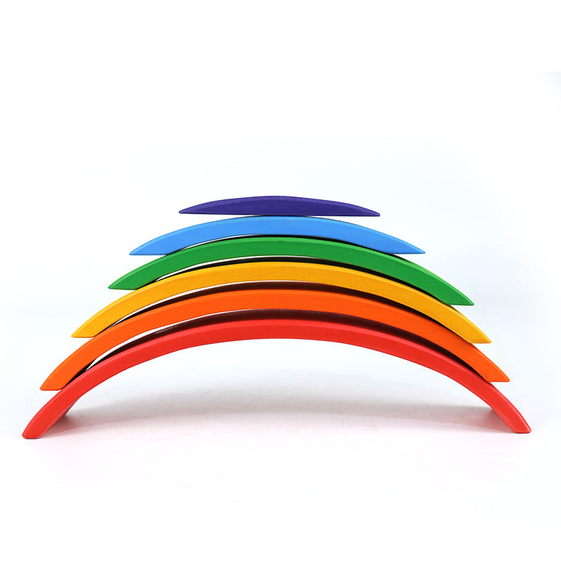 6 pcs wooden rainbow bridge stacking building blocks