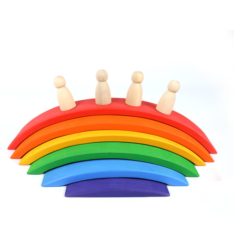 6 pcs wooden rainbow bridge stacking building blocks