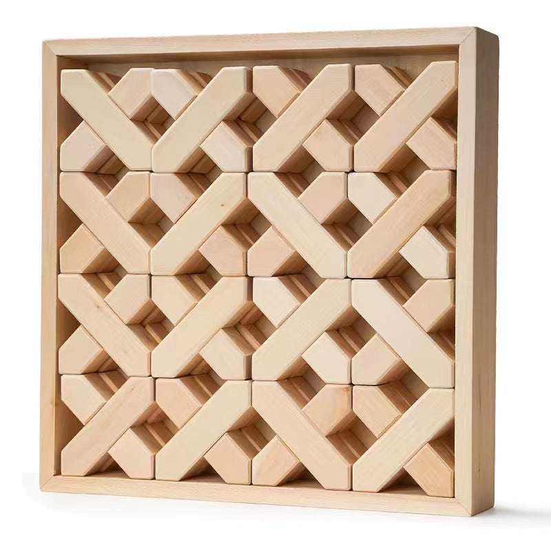 32 pcs x-shape blocks set with storage tray