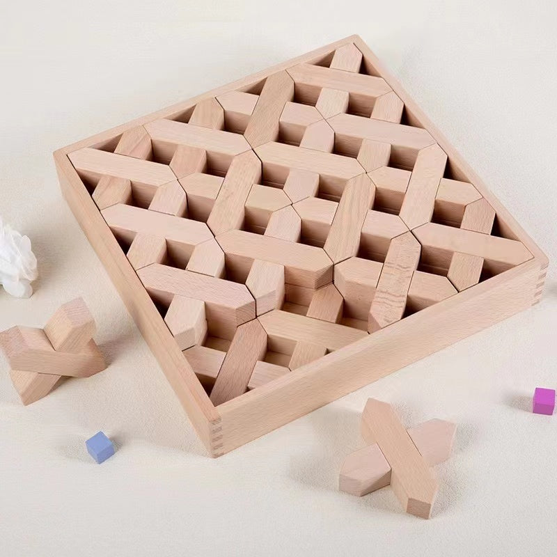 32 pcs x-shape blocks set with storage tray