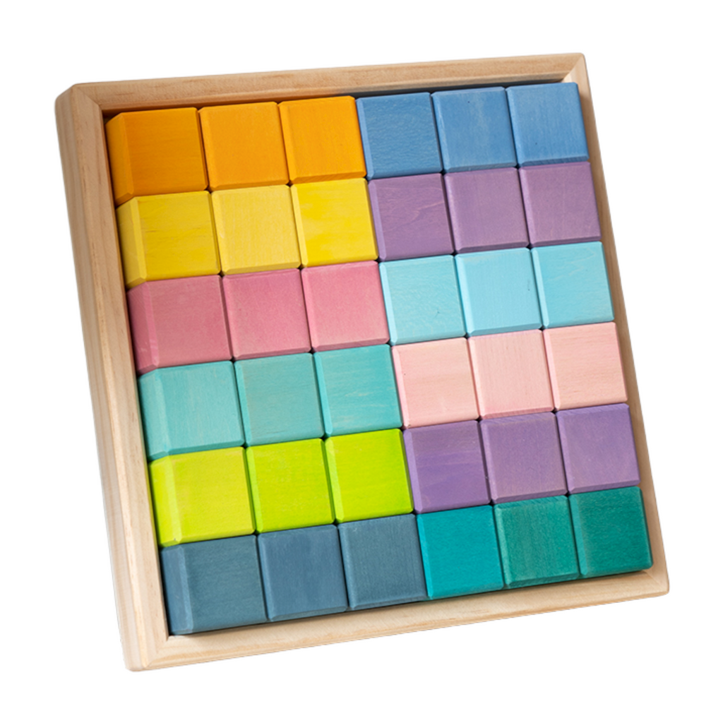 36 Pcs STAINED Rainbow Mosaic Building Blocks in Pastel/Macaron Colors
