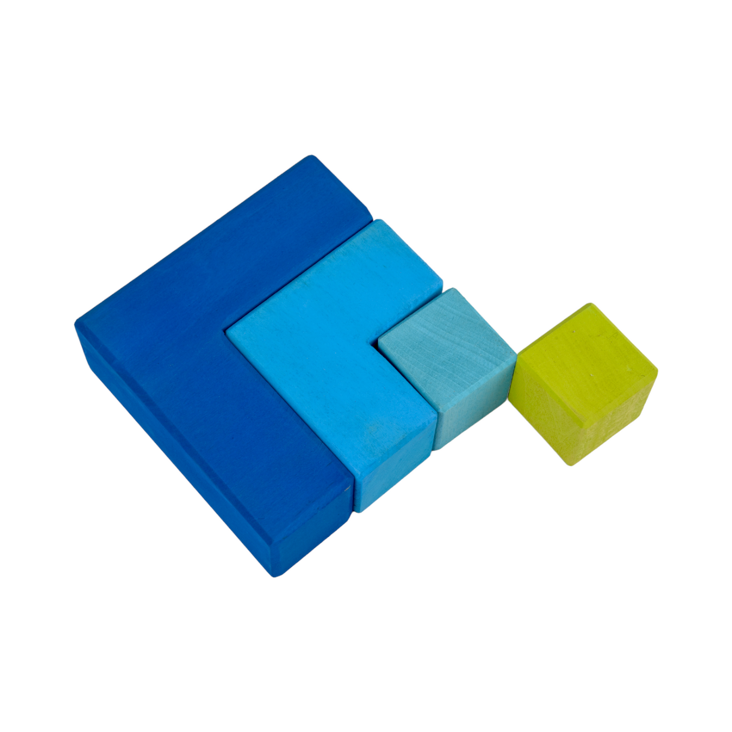 12 pcs stained large rainbow wooden creative puzzle square blocks with storage tray