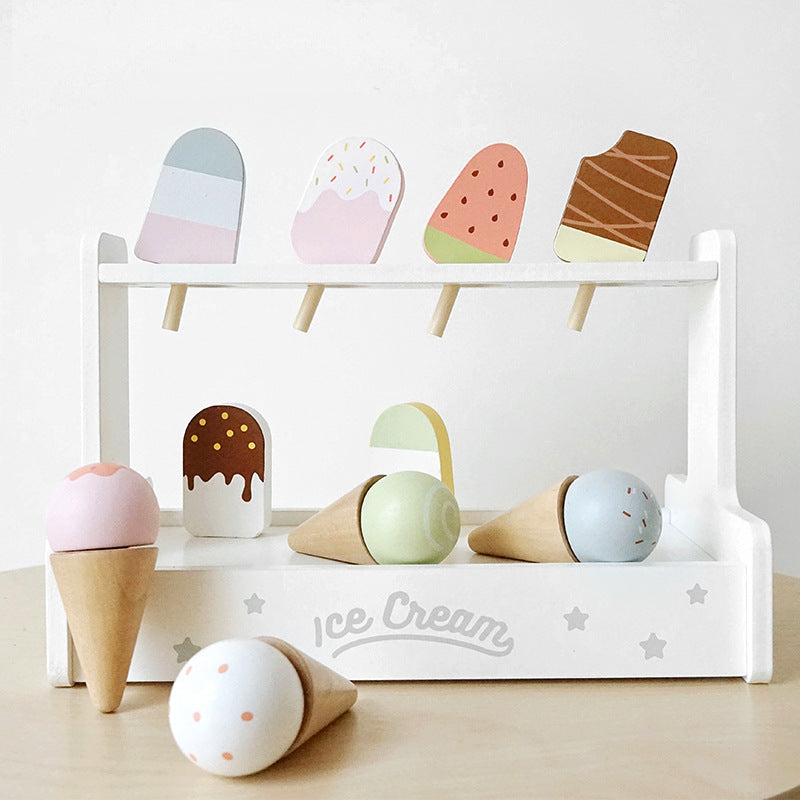 15 pcs wooden popsicle ice cream bar pretend play set