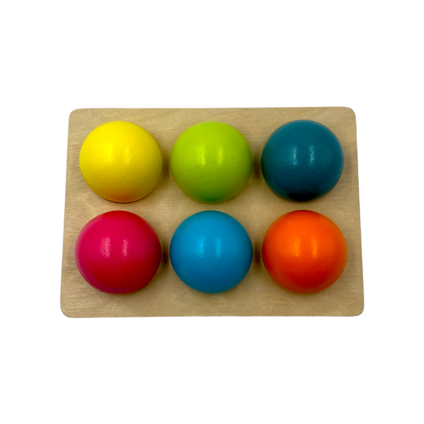 6 pcs wooden balls with tray in pastel/macaron colors diameter 1.8 inches