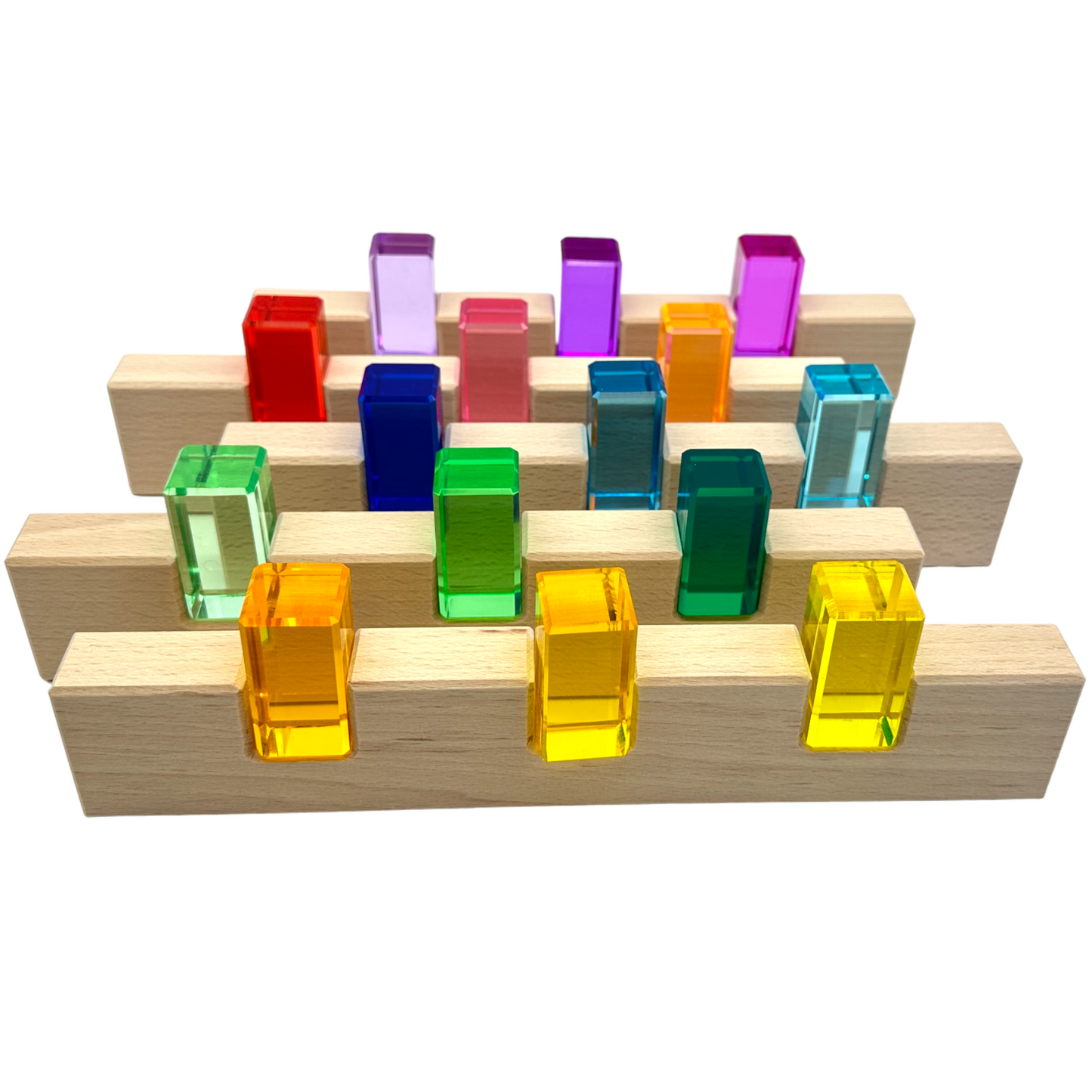 **pre-order (ships in 2-3 weeks)**64 pcs rainbow stones & 6 interlocking slats set with storage tray