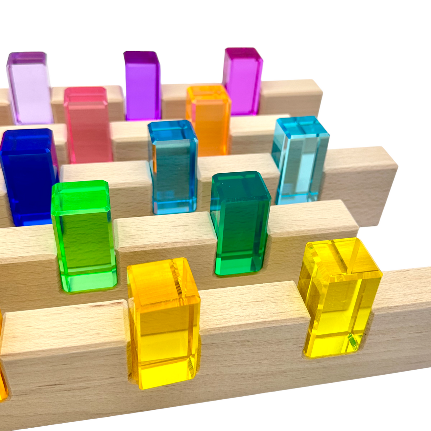 **pre-order (ships in 2-3 weeks)**64 pcs rainbow stones & 6 interlocking slats set with storage tray