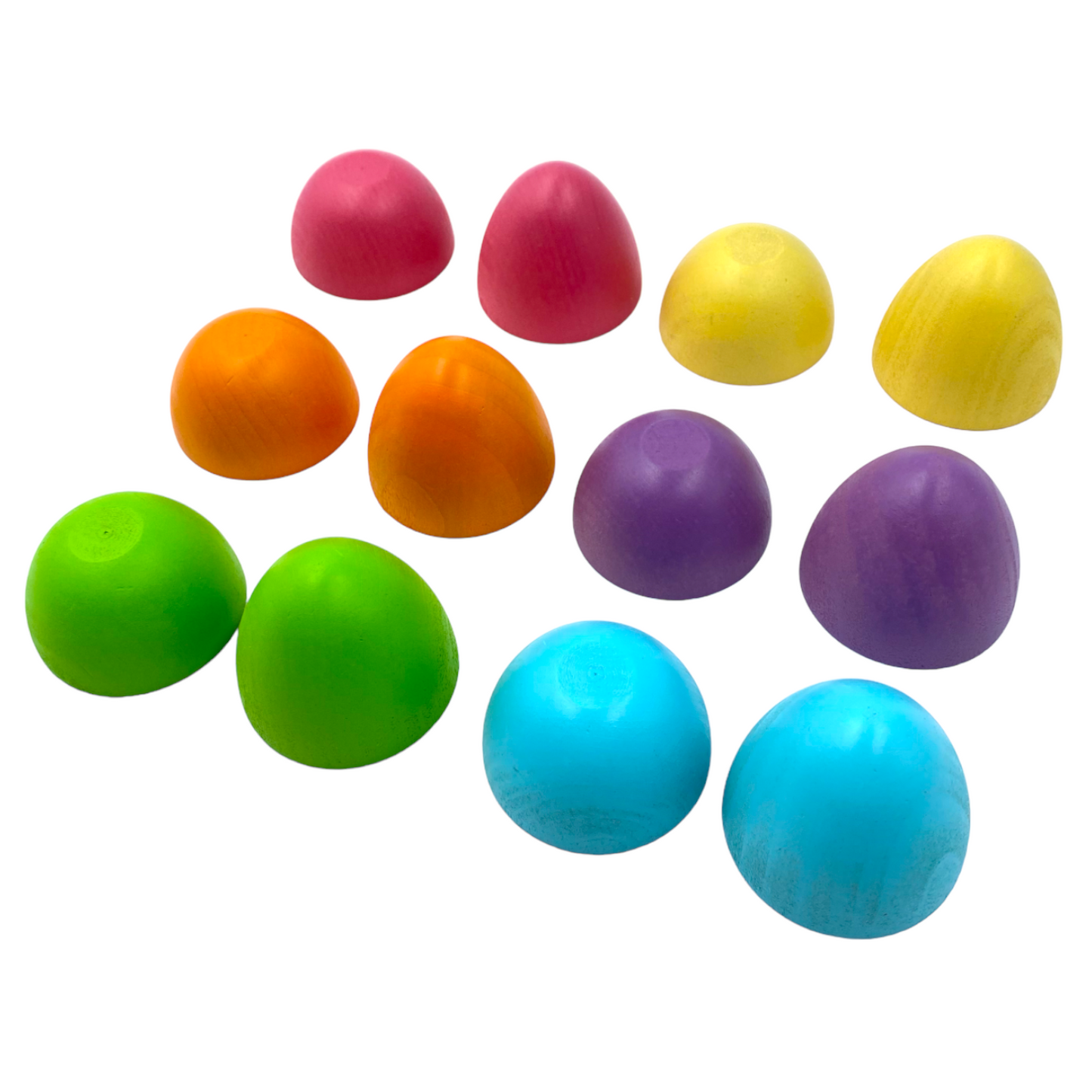 6 pcs stained magnetic wooden eggs in pastel/macaron colors