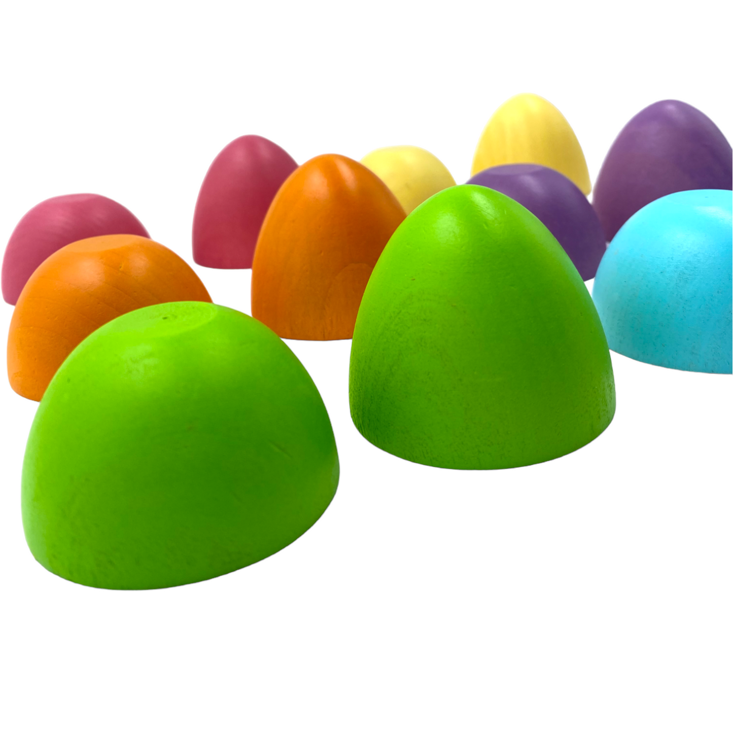 6 pcs stained magnetic wooden eggs in pastel/macaron colors