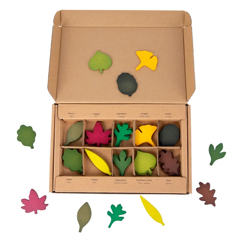 40 pcs woodland leaves wooden forest leaves set